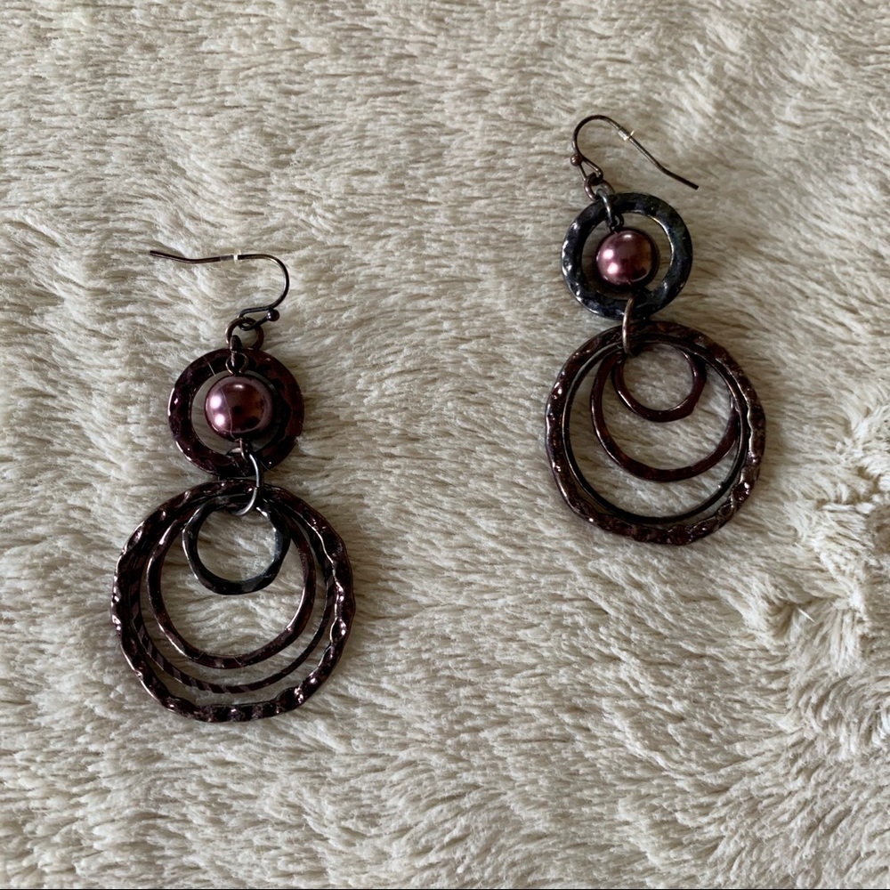 Bronze Sparkly Chandalier Dangle Earrings